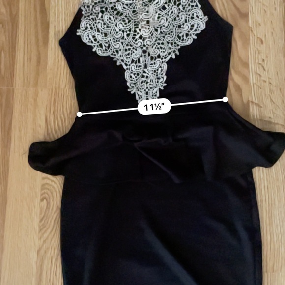 Lovely Rachel Women's Small Peplum Lace Neck Sleeveless Open Back Bodycon Black - Picture 8 of 10